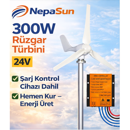 **SEO Title:**  300W 24V Rüzgar Türbini Seti | Şarj Kont