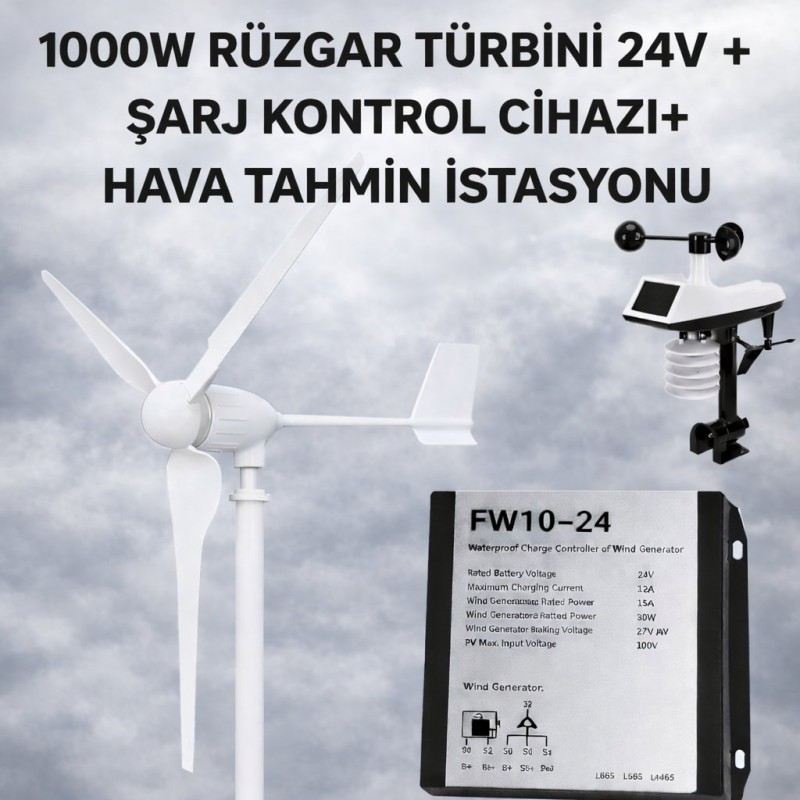 **SEO Title:**  1000W 24V Rüzgar Türbini + Şarj Kontrol