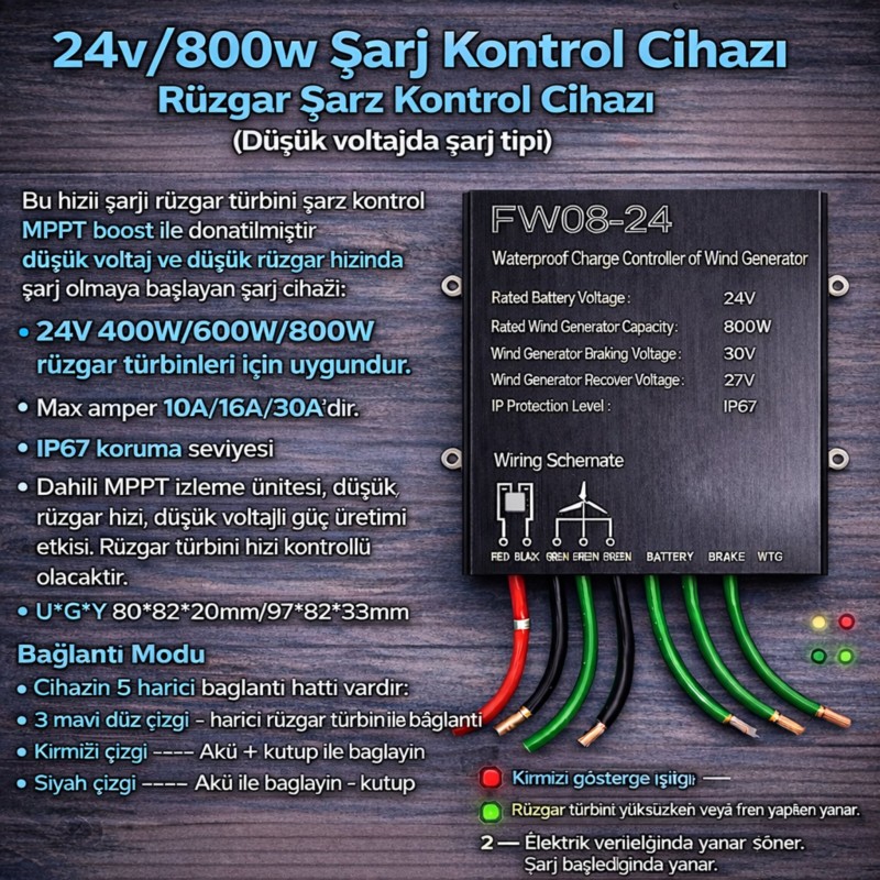 24v/800w Rüzgar şarj kontrol cihazı