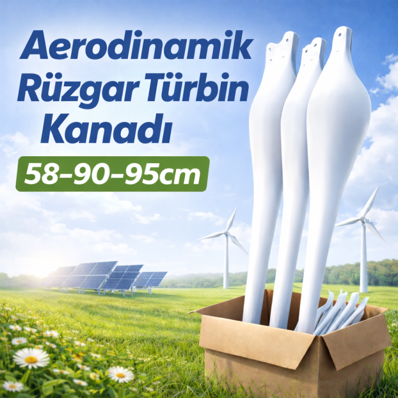 Aerodinamik Rüzgar Türbin Kanadı 58-90-95cm