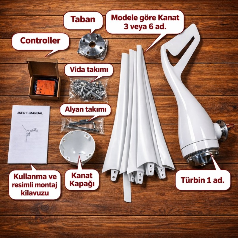 **SEO Title:**  300W 24V Rüzgar Türbini Seti | Şarj Kont