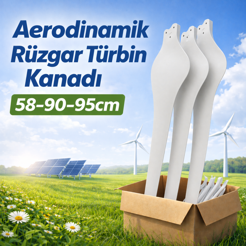 Aerodinamik Rüzgar Türbin Kanadı 58-90-95cm