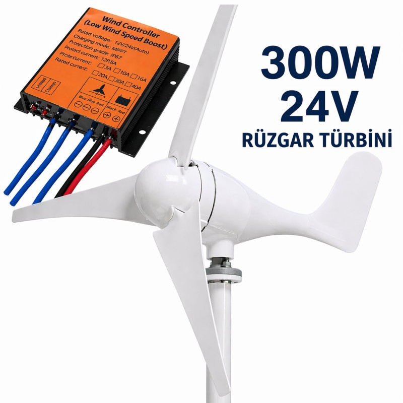 **SEO Title:**  300W 24V Rüzgar Türbini Seti | Şarj Kont