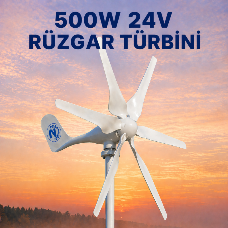 "500W 24V Rüzgar Türbini + Şarj Kontrol Cihazı - Enerji Çözü