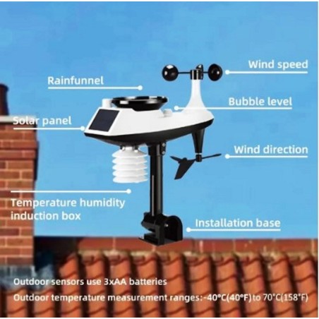 Kablosuz Dijital Hava İstasyonu | Sıcaklık, Nem, Rüzgar ve Yağmur Ölçer | LCD Ekranlı